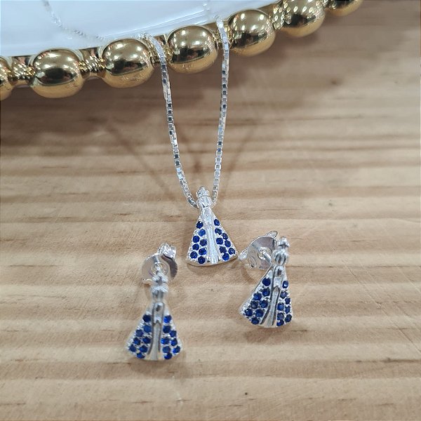 Conjunto Nossa Senhora Aparecida Prata 925 - 45cm - CJPR32