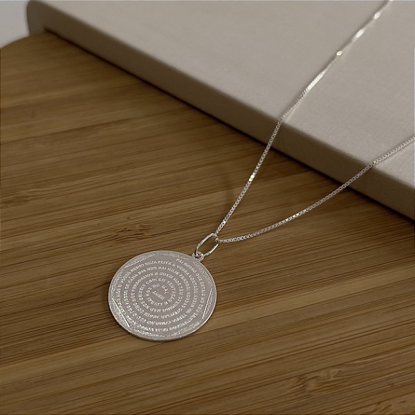 Gargantilha com Mandala Pai Nosso Prata 925 - CPR345