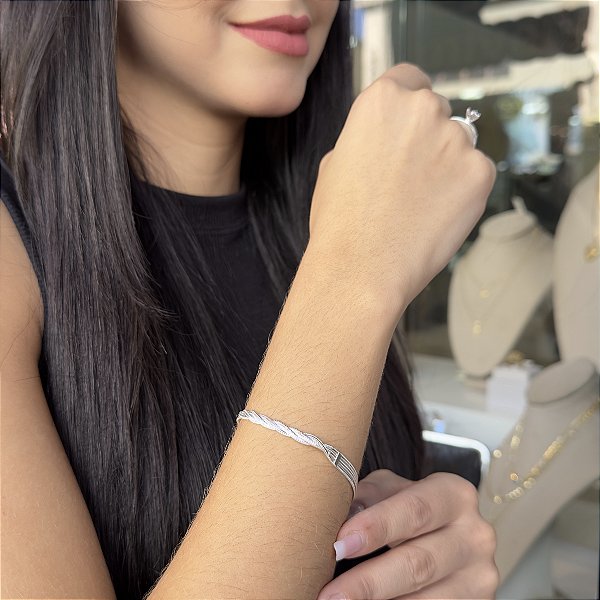 Pulseira Trançada 3 Fios Prata 925 - 18cm - PPR207