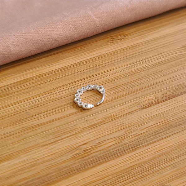 Piercing Argola Cravejada Prata 925 - 12mm - Daith - Hélix - Septo - Cartilagem