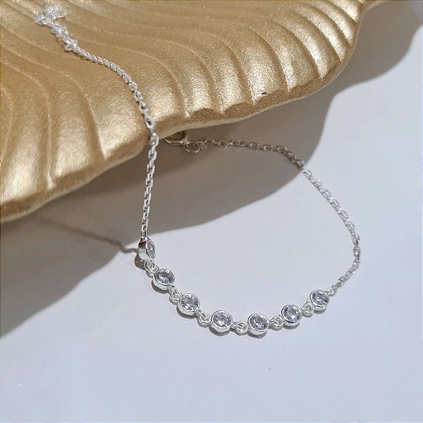 Pulseira com Pedras Prata 925 - 17+3cm - PPR235