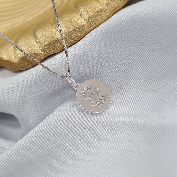 Gargantilha com Medalha Sol Mar Sal Prata 925 - CPR377