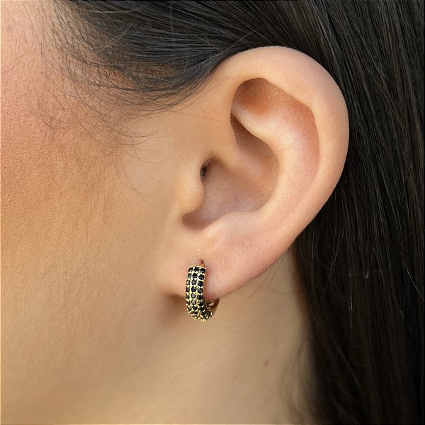 Argolas Cravejadas Semijoia 18k - 12mm - MB438