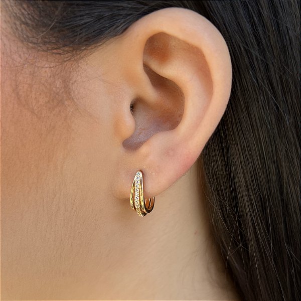 Brincos Cravejados Semijoia 18k -12mm - MB433