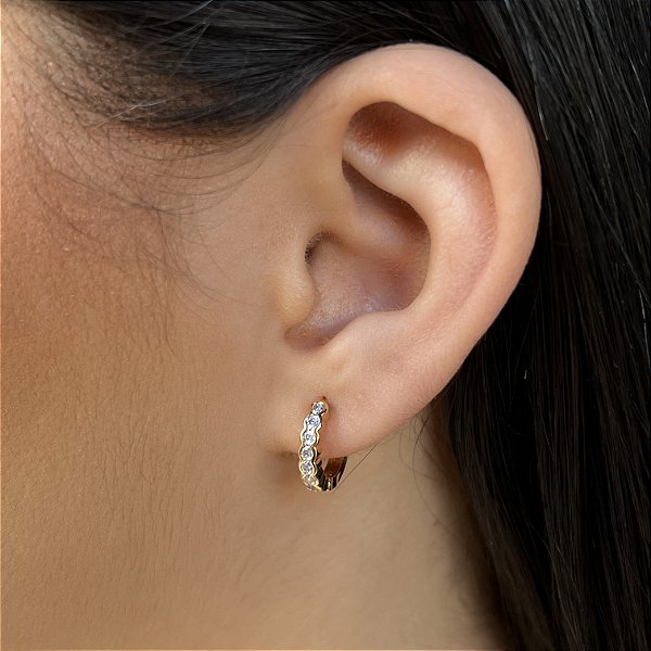 Argolas Cravejadas Semijoia 18k - 12mm - MB281