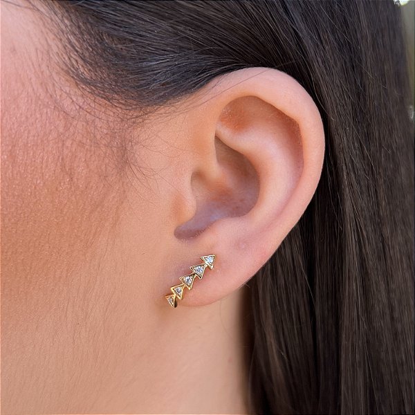 Brincos Ear Cuff Cravejados Semijoia 18k - MB462