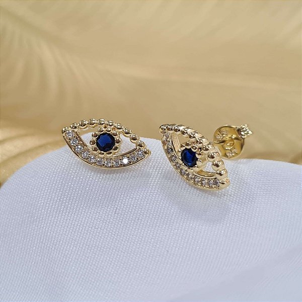 Brincos Olho Grego Semijoia 18k - MB320