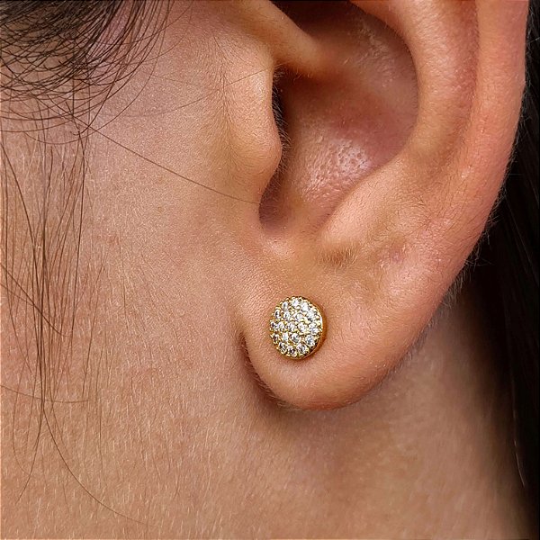 Brincos Cravejados com Zircônias Semijoia 18k - 5mm - MB473