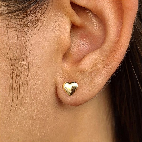 Brincos Coração Liso Semijoia 18k - 5mm - MB370