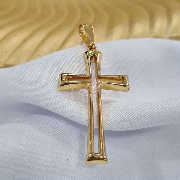 Pingente Crucifixo Semijoia 18k - 40mm - MPI23