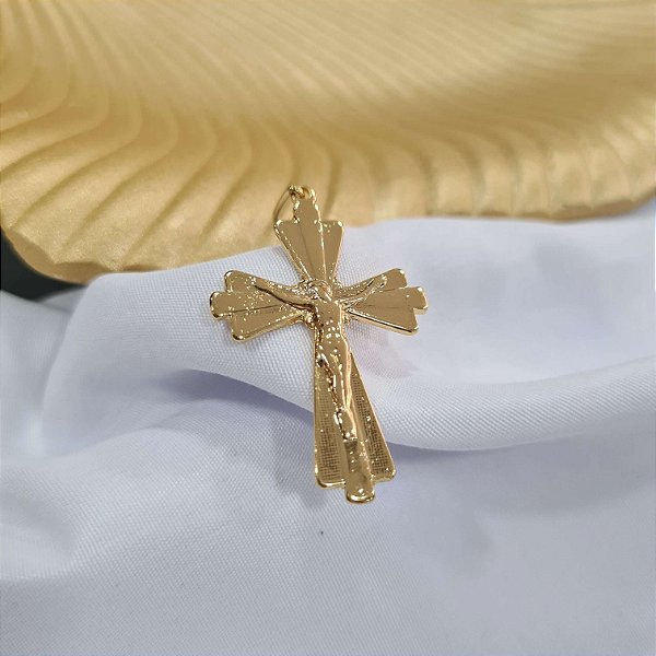 Pingente Crucifixo Semijoia 18k - 35mm - MPI24