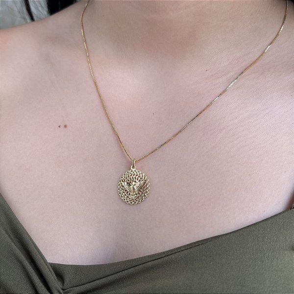 Gargantilha com Pingente do Espirito Santo Semijoia 18k - MC344