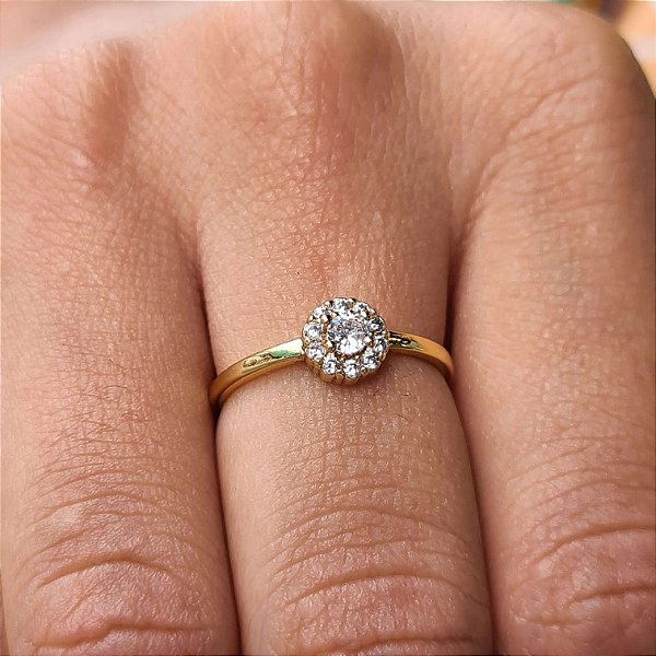 Anel Com Pedras Zircônias Semijoias 18k - MA25