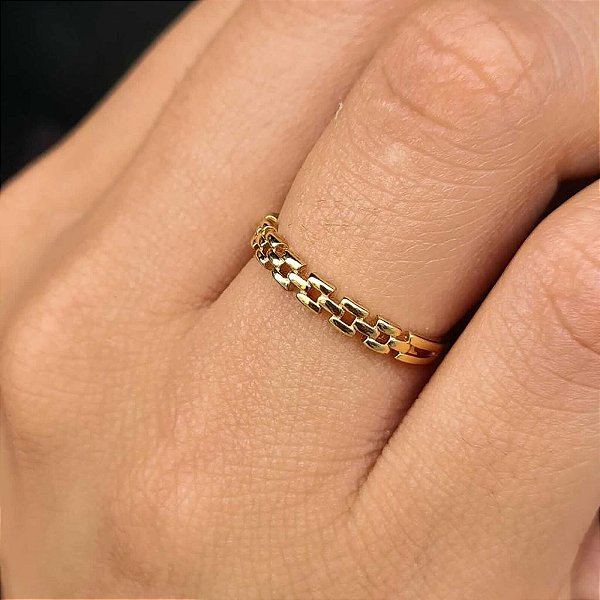 Anel Elos Quadrados Semijoia 18K - MA40