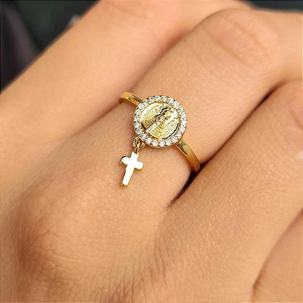Anel Terço Nossa Senhora Aparecida Semijoia 18k - MA45
