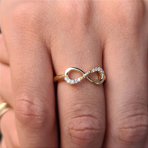 Anel Infinito com Zircônias Semijoias 18k - MA48