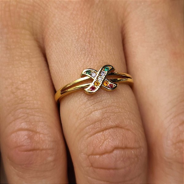 Anel Com Pedras Color Semijoia 18k - MA46