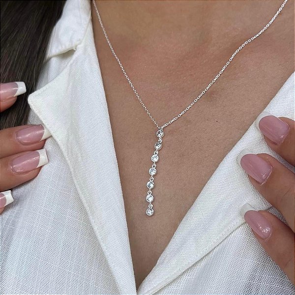 Gargantilha com Pedras Zircônias Prata 925 - CPR398