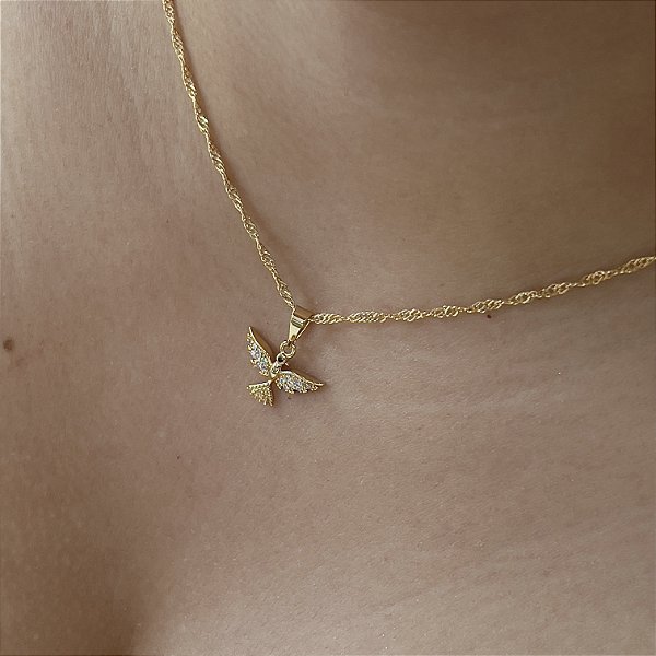 Gargantilha Espirito Santo Cravejado Semijoia 18k - 45cm - MC883