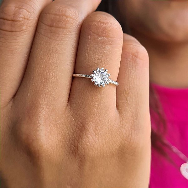 Anel Solitário Prata 925 - APR104