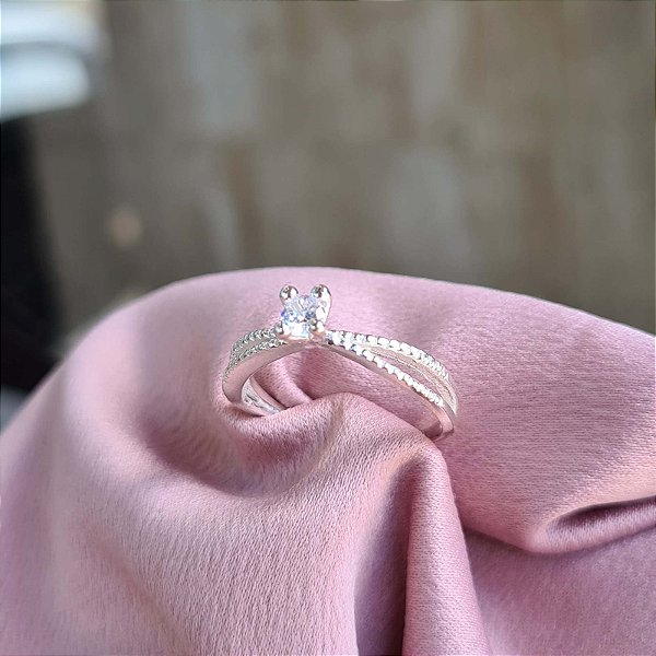 Anel Solitário Prata 925 - APR117