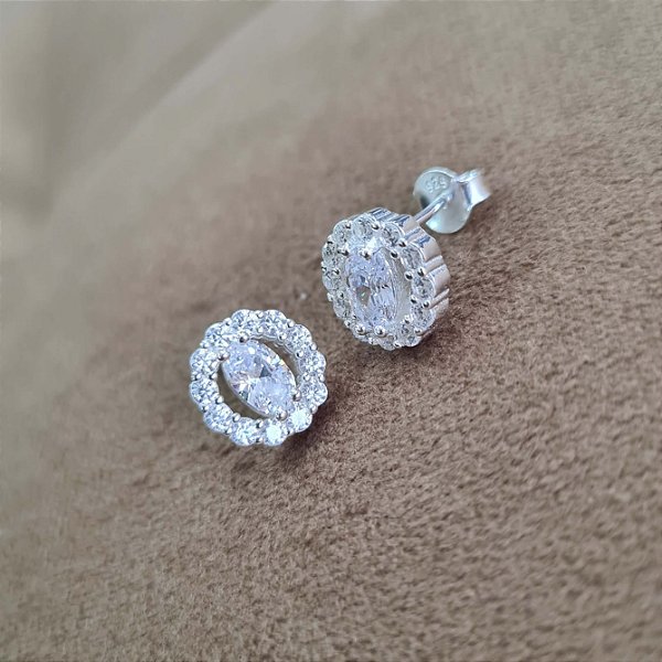 Brincos Cravejados com Zircônias Prata 925 - 10mm - BPR453