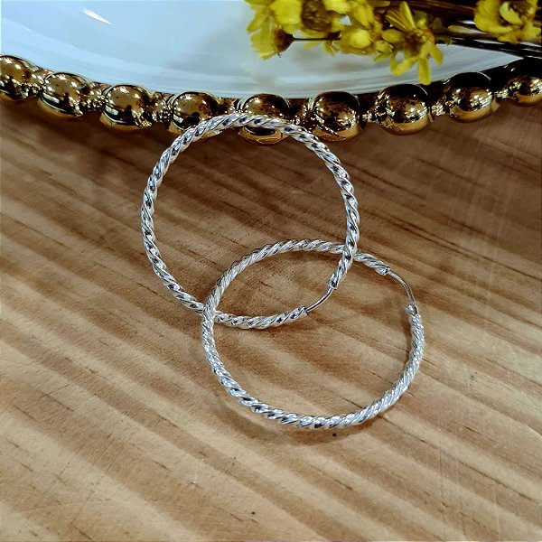 Argolas Fio Torcido Prata 925 - 28mm - BPR477