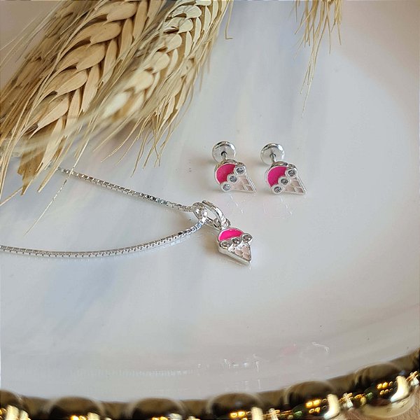 Conjunto Infantil Sorvete Resinado Prata 925 40cm - CJPR58