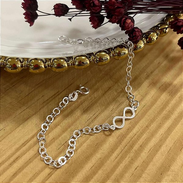 Pulseira com Infinito Prata 925 - 18cm - PPR307