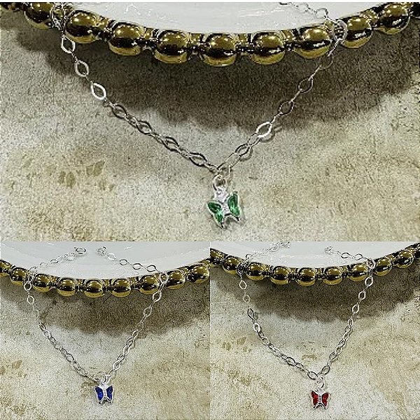 Pulseira com Pingente Borboleta Prata 925 - PPR311