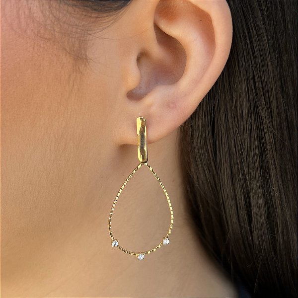 Brincos Argola com Zircônias Semijoias 18k - MB547
