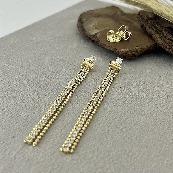 Brincos Grande Feminino com Zircônias Semijoias 18k - MB560