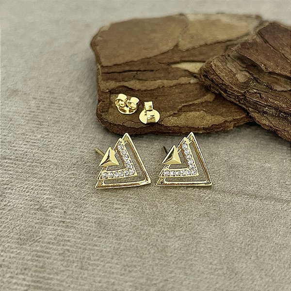 Brincos Cravejados com Zircônias Semijoias 18k - MB355