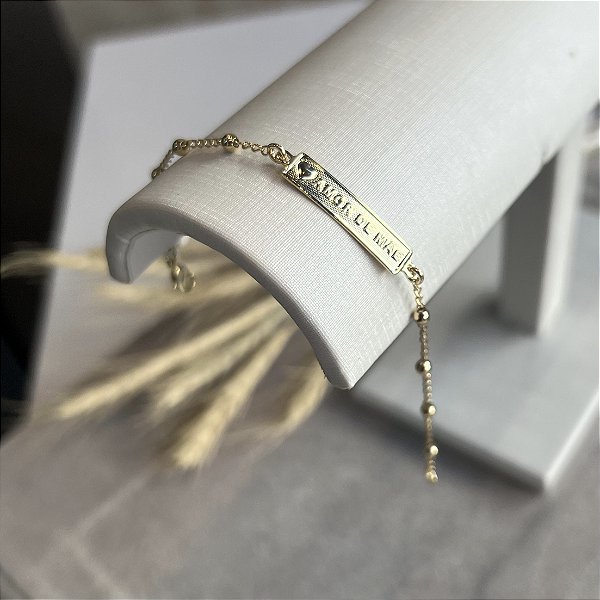 Pulseira  Infantil bolinhas com Plaquinha Semijoias 18k - 15cm -  MP160