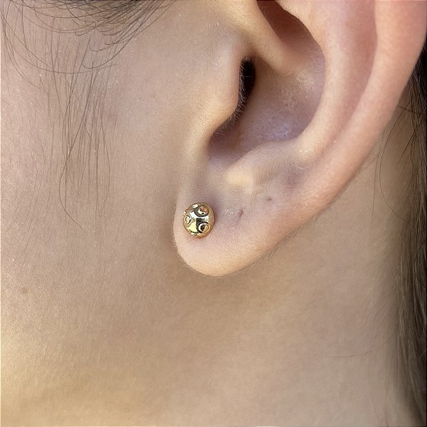 Brincos Esfera ao Meio Semijoias 18k 6mm - MB842