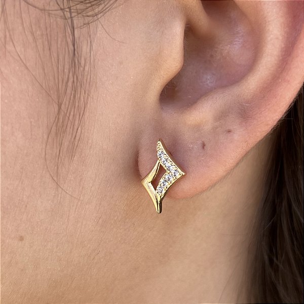 Brincos Feminino Cravejado Semijoias 18k 15mm - MB871