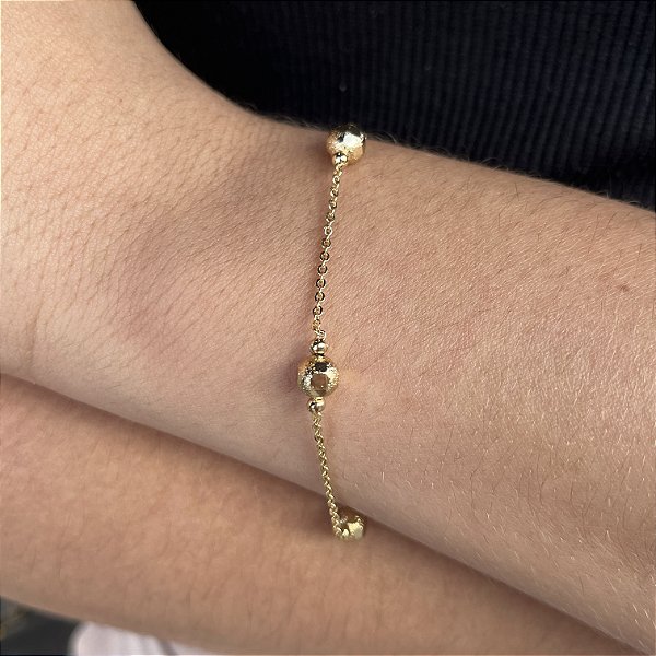 Pulseira com Bolas 6mm  Detalhadas Semijoias 18k - MP158