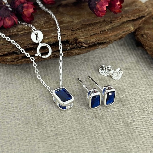 Conjunto Pedras Zircônias Prata 925 - 45cm -  CJPR65