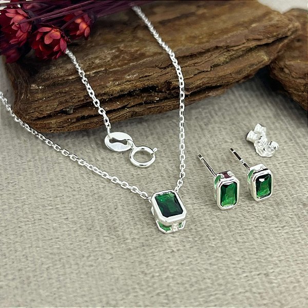 Conjunto Pedras Zircônias Prata 925 - 45cm - CJPR65