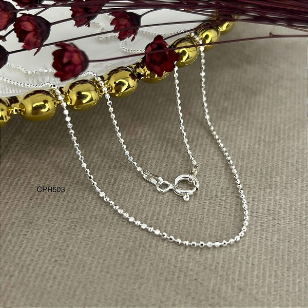 Gargantilha com Bolinhas Diamantadas F120 Prata 925 - 45cm - CPR503