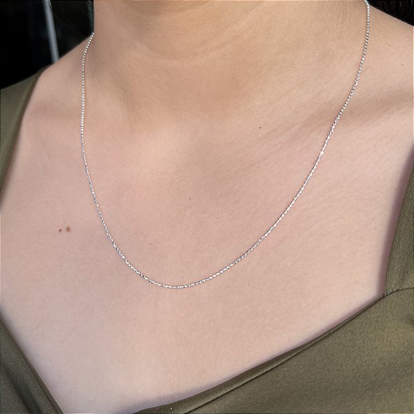 Gargantilha com Bolinhas Diamantadas F120 Prata 925 - 50cm - CPR504