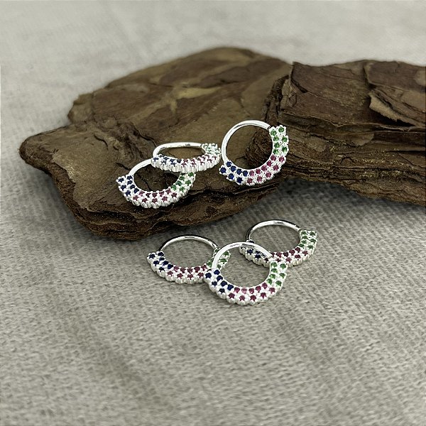 Piercing Pedras Coloridas Zircônias Prata 925 - Daitch - Hélix - Septo - Cartilagem - PIPR240