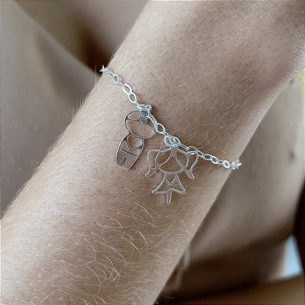 Pulseira Casal Menino e Menina Prata 925 - 18cm - PPR365