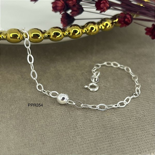 Pulseira com Bolinha Prata 925 - 18cm - PPR374