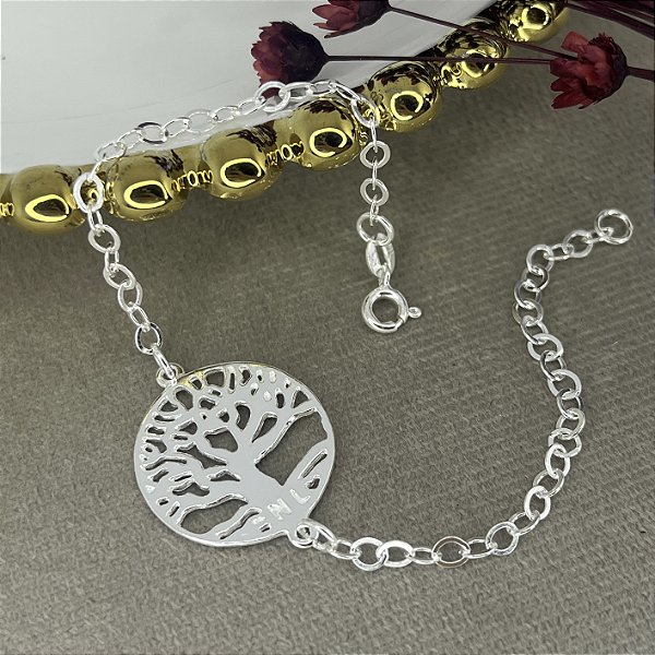 Pulseira com Árvore da Vida Prata 925 - 18cm - PPR358