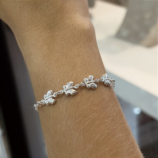 Pulseira com 4 Borboletas Prata 925 - 18cm - PPR369