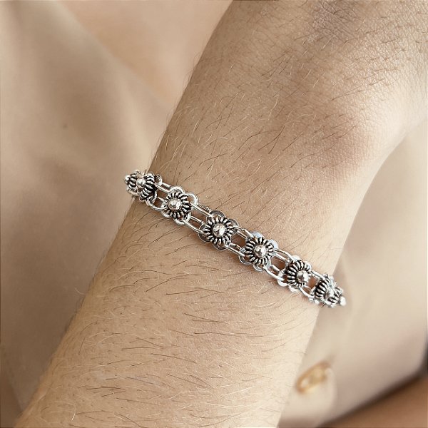 Pulseira Bali Pikun Prata 925 cor Envelhecida - 19cm - PPR414