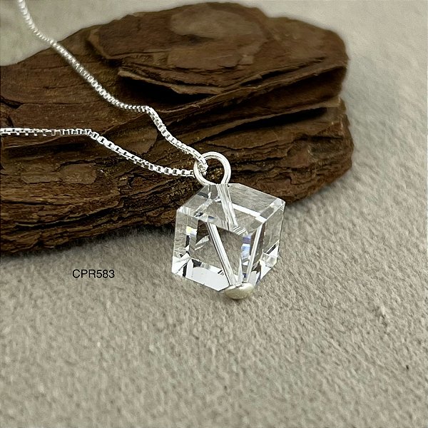 Gargantilha Cubo Cristal Prata 925 - CPR577