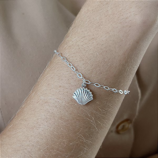 Pulseira com Pingente Concha Prata 925 - 18cm - PPR391