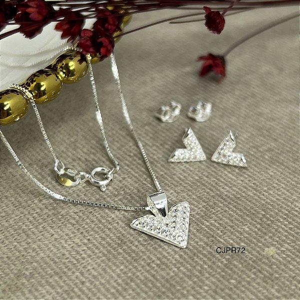 Conjunto Cravejado com Pedras Zircônias Prata 925 - v12-45vm - CJPR72